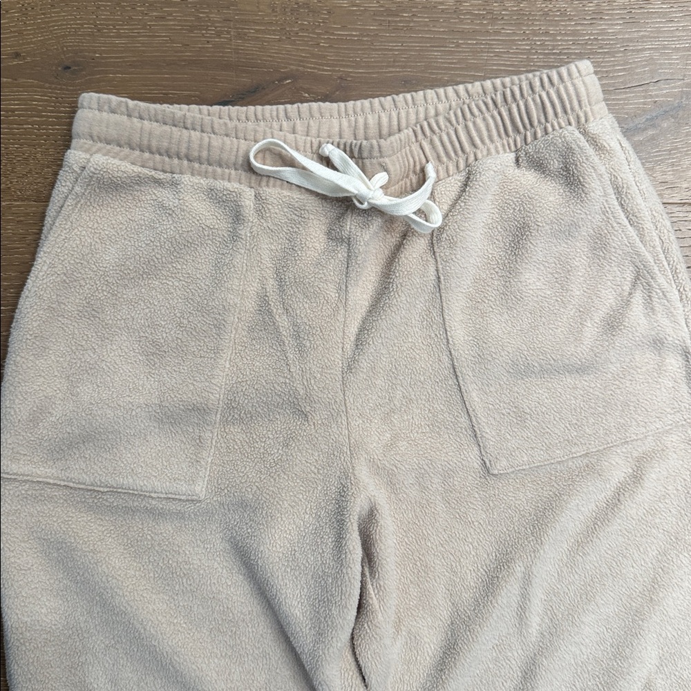 Madewell Cozy Fleece Jogger Sweatpants Beige Oatmeal Lounge Pants size L - Picture 4 of 5